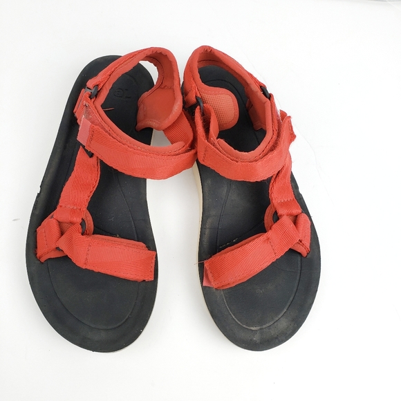 red teva sandals